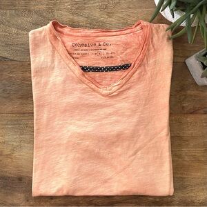 COHESIVE & CO. - Peach Tie-Dye V-Neck Tee Shirt